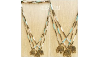 three color golden bronze elephant necklace beads